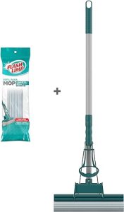 kit mop limpeza geral plús + 1 refil extra, combina três funções lavar, enxaguar e secar, kit0266, flash limp, verde