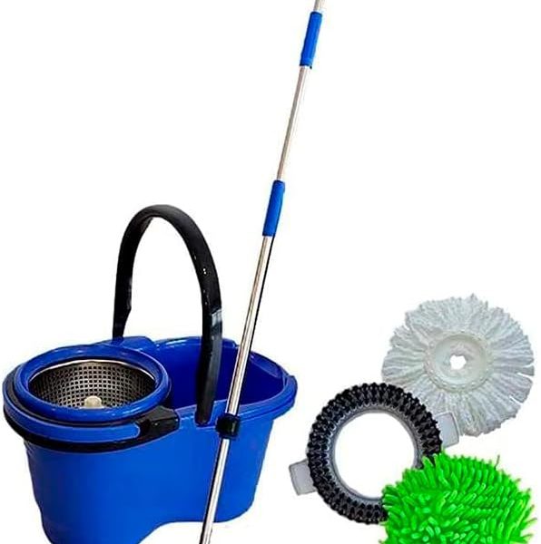 perfect pro, mop giratório, perfect, mop com angulação, centrífuga 360 com cesto em inox, refil multiuso, azul