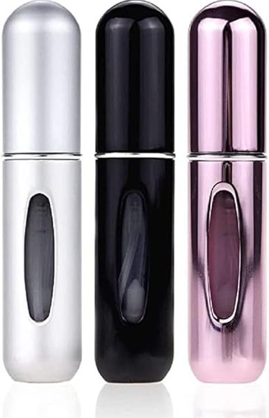 3 unidades de mini frasco portátil de perfume recarregável com borrifador spray leve na bolsa estojo de maquiagem super prático 5ml marca loboy