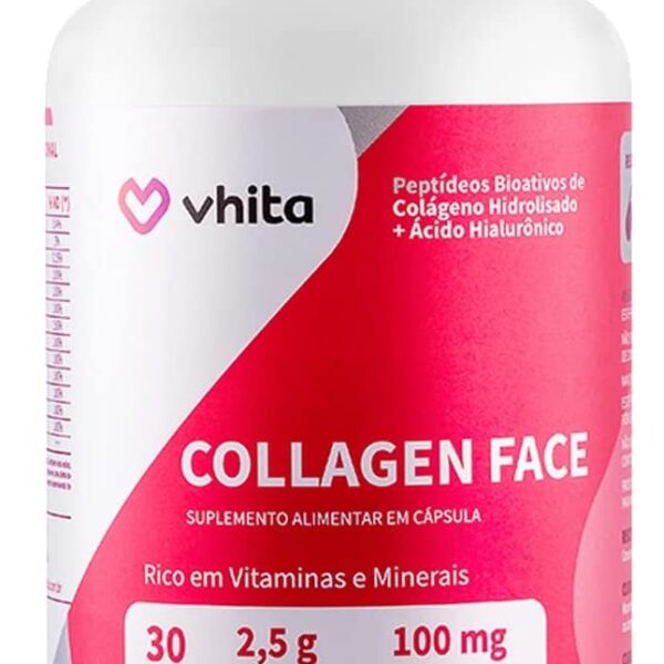 Collagen Face em cápsulas Vhita Colágeno Hidrolisado Verisol com Ácido Hialurônico e Vitaminas antioxidantes 120 cápsulas