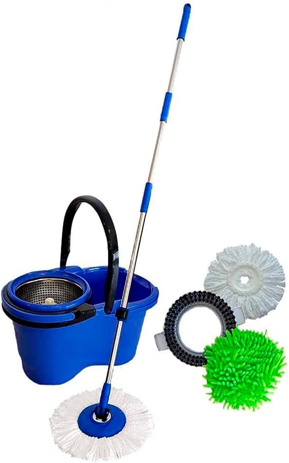 perfect pro, mop giratório, perfect, mop com angulação, centrífuga 360 com cesto em inox, refil multiuso, azul